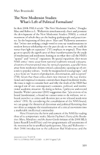 E New Modernist Studies: What's Left of Political Formalism?