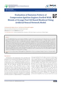 Evaluation of Emission Pattern of Compression Ignition Engines Fuelled with Blends of Orange Peel Oil Based Biodiesel Using Artificial Neural Network Model