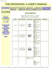Flutes: Articulations the ORCHESTRA: a USER's MANUAL