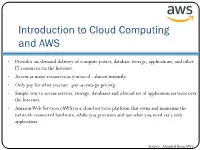 Introduction to Cloud Computing and AWS
