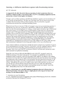Jamming, Or Deliberate Interference Against Radio Broadcasting Stations by V