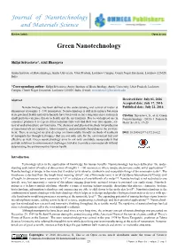 Journal of Nanotechnology and Materials Science Green
