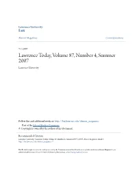 Lawrence Today, Volume 87, Number 4, Summer 2007 Lawrence University