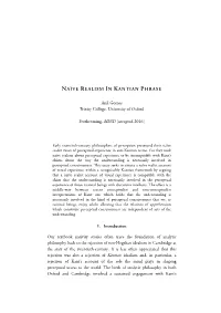 Naïve Realism in Kantian Phrase