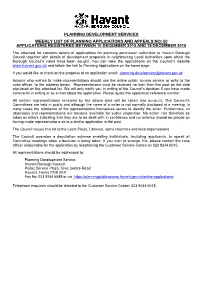 Planning Development Services Weekly List Of