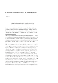 Re-Orienting Thinking: Philosophy in the Midst of the World