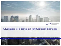 Advantages of a Listing at Frankfurt Stock Exchange