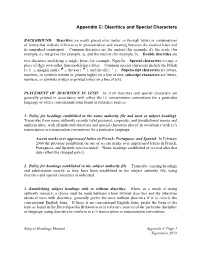 Appendix C Diacritics and Special Characters