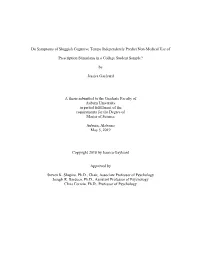 Do Symptoms of Sluggish Cognitive Tempo Independently Predict Non-Medical Use Of