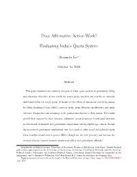 Does Affirmative Action Work? Evaluating India's Quota System