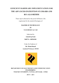Efficient Hardware Implementation for the Advanced Encryption Standard and Rc6 Algorithm