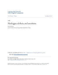 Heidegger, Aletheia, and Assertions Erin M
