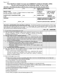 Pfizer-Biontech COVID-19 Vaccine Consent and Screening Form For
