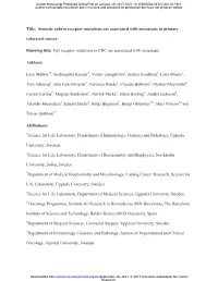 Somatic Ephrin Receptor Mutations Are Associated with Metastasis in Primary Colorectal Cancer Running Title