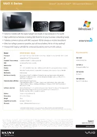 VAIO X Series Windows®