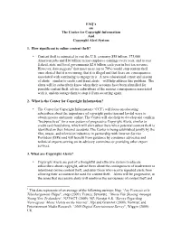 FAQ's on the Center for Copyright Information and Copyright Alert