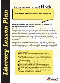 Literacy Lesson Plan Could Dosowithanebook, Usingacomputerandprojector, Orwithaprintbook