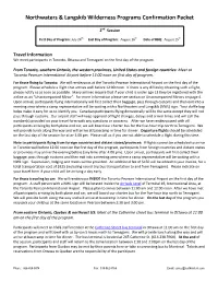 Northwaters & Langskib Wilderness Programs Confirmation Packet