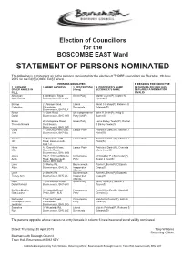 Statement of Persons Nominated
