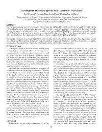 A Preliminary Survey for Spiders on St. Eustatius, West Indies Joe Morpeth2, Jo-Anne Nina Sewlal1* and Christopher K