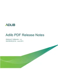 Adlib PDF Release Notes
