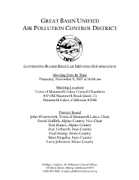 BOARD PACKET ~ Page 1 of 72 GREAT BASIN UNIFIED AIR POLLUTION CONTROL DISTRICT
