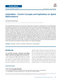 Gastrulation : Current Concepts and Implications for Spinal Malformations