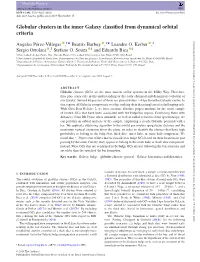 Globular Clusters in the Inner Galaxy Classified from Dynamical Orbital