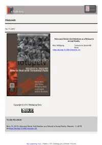 Holocaust Denial: Anti-Semitism As a Refusal to Accept Reality