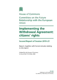 Implementing the Withdrawal Agreement: Citizens' Rights
