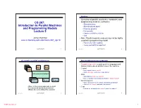 Introduction to Parallel Machines and Programming Models Lecture 3