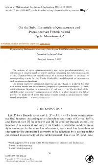 On the Subdifferentials of Quasiconvex and Pseudoconvex Functions and Cyclic Monotonicity*