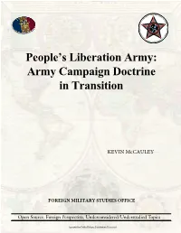 People's Liberation Army: Army Campaign Doctrine in Transition