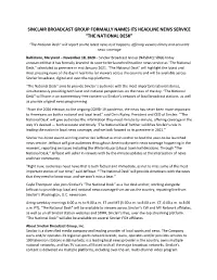 Sinclair Broadcast Group Formally Names Its Headline News Service “The National Desk”