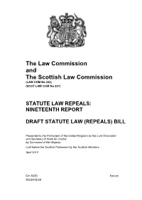 Statute Law Repeals: Nineteenth Report