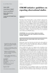 STROBE Initiative: Guidelines on Reporting Observational Studies