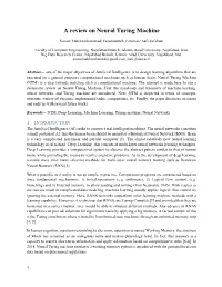 A Review on Neural Turing Machine