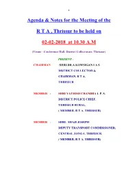 Agenda & Notes for the Meeting of the R T a , Thrissur to Be Held on 02-02