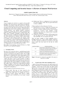 Cloud Computing and Security Issues—A Review of Amazon Web Services