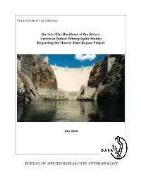 Ha`Tata (The Backbone of the River): American Indian Ethnographic Studies Regarding the Hoover Dam Bypass Project