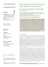 Highly Heritable and Functionally Relevant Breed Differences in Dog