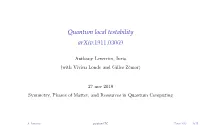 Quantum Local Testability Arxiv:1911.03069