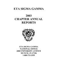 2003 Chapter Reports