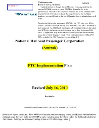 (Amtrak) PTC Implementation Plan Revised July 16, 2010