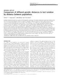 Comparison of Different Genetic Distances to Test Isolation by Distance Between Populations