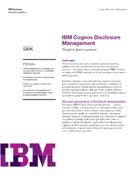 IBM Cognos Disclosure Management Transform Finance Operations