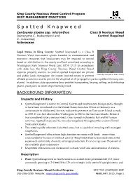 King County Best Management Practices for Spotted Knapweed