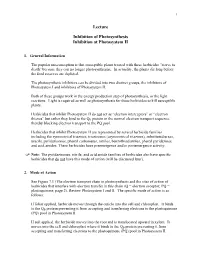 Lecture Inhibition of Photosynthesis Inhibition at Photosystem II