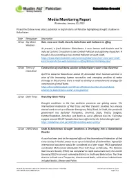 Media Monitoring Report Wednesday, January 30, 2019