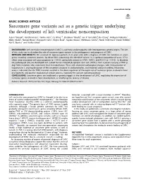 Sarcomere Gene Variants Act As a Genetic Trigger Underlying the Development of Left Ventricular Noncompaction